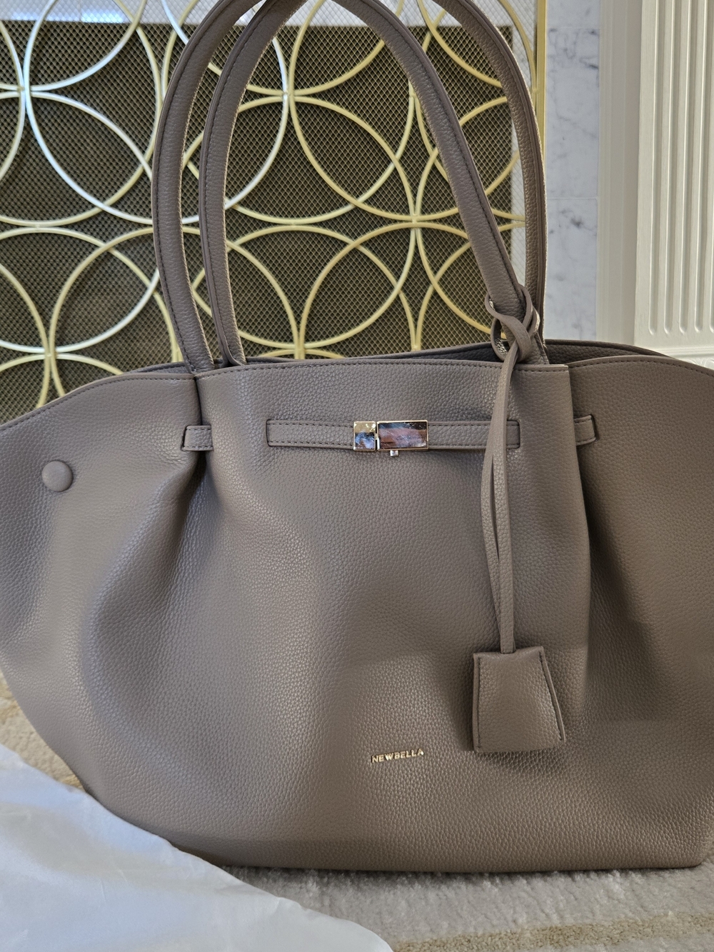Newbella Marella Taupe Faux Leather Tote Bag - Picture 8 of 8